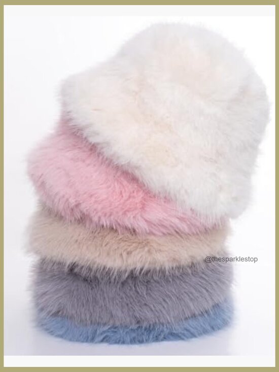 Faux Fur Bucket Hat Wide Brim Adjustable Winter Fashion Hat main image 4